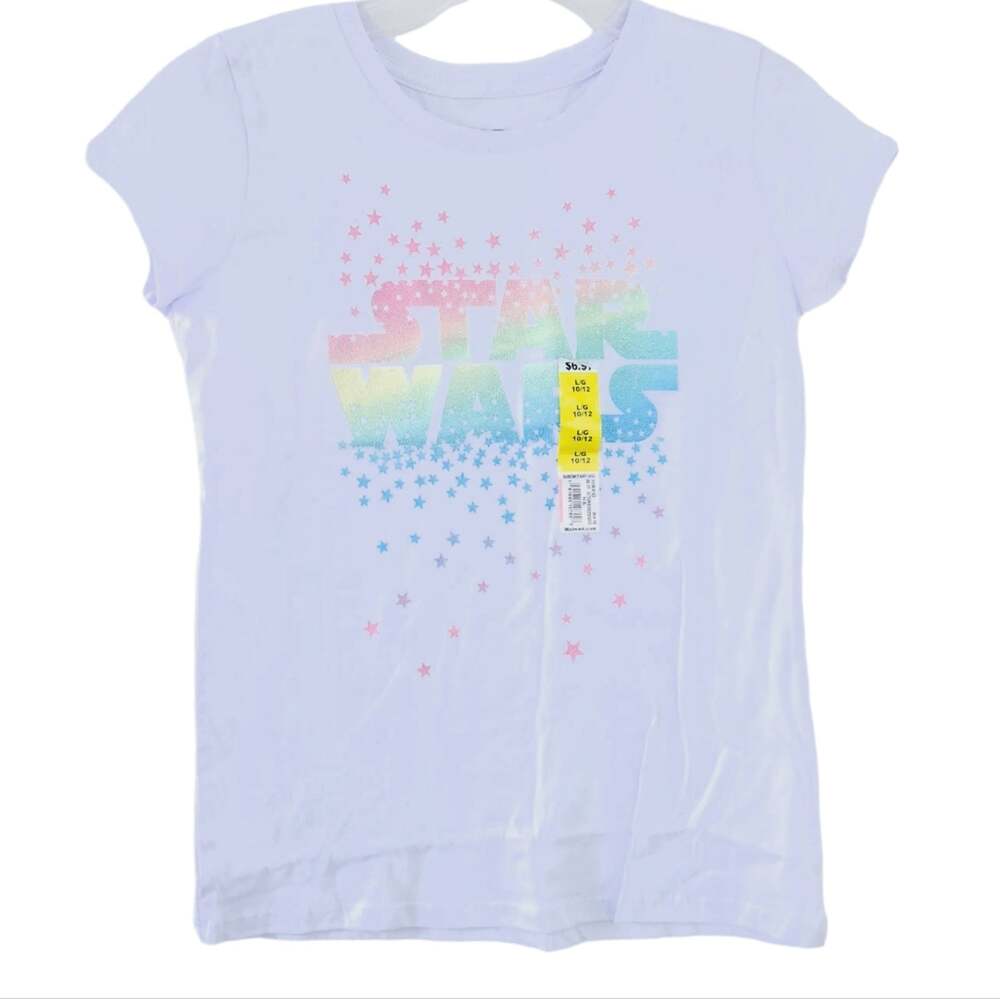 New Star Wars Girls T- Shirt Large 10-12 Short Sleeve Tee, Girls Shirt, Cotton
